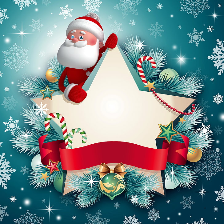 Santa Claus Christmas Card Templates, santa claus, christmas tree, red, event Free HD Wallpaper