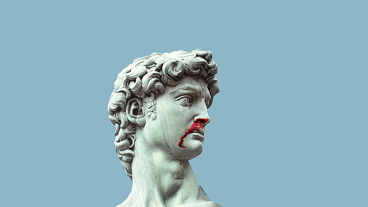 Sculpture of David in Florence, human representation, nature, statue, blue