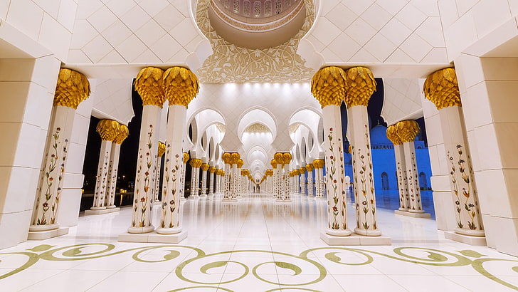 Sheikh Zayed Mosque UAE, pattern, arch, place of worship, built structure Free HD Wallpaper