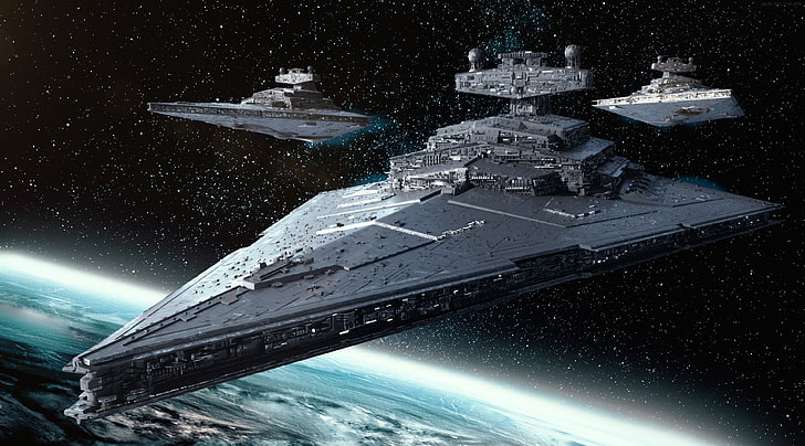 Star Destroyer Weapons, cyan, dark space, transportation, star Free HD Wallpaper