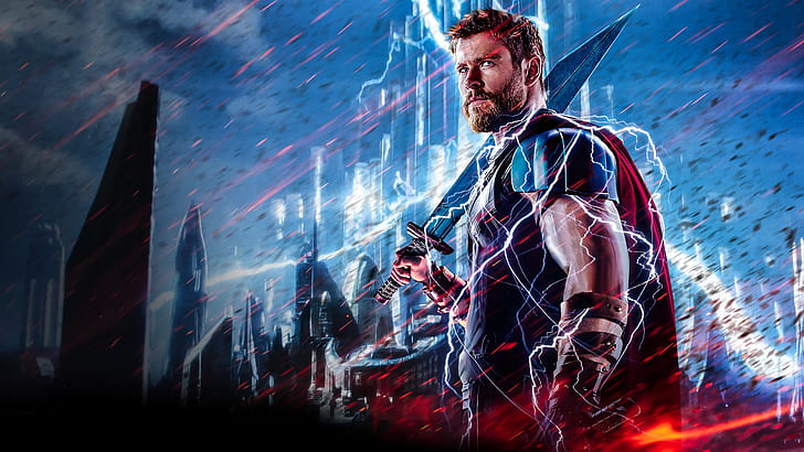 Thor Ragnarok Hair, thor, 2017, lightning, marvel Free HD Wallpaper