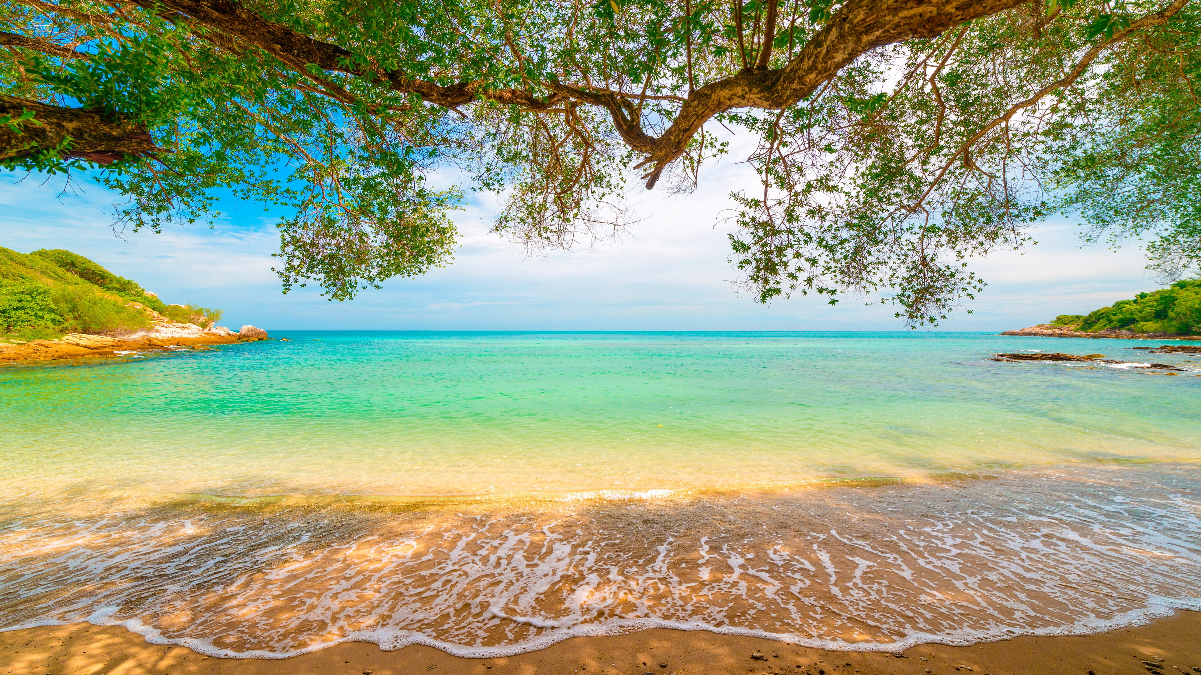 Tropical Beach Sunrise Hawaii, scenics nature, seascape, bay, outdoors