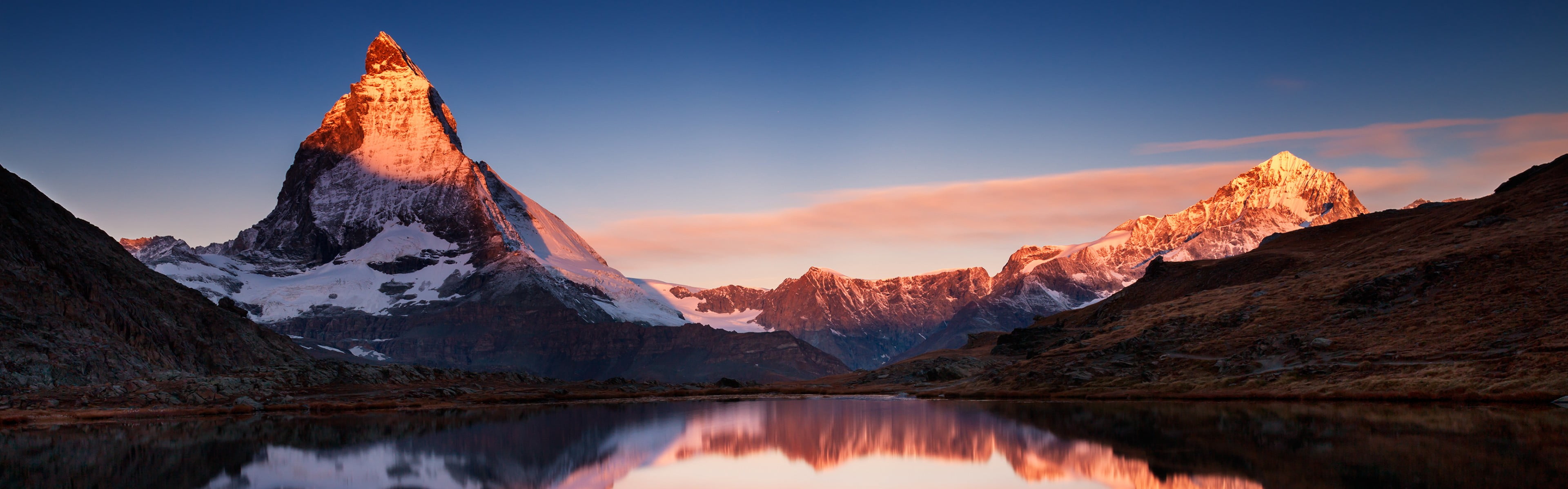 Ultra Wide 3440 1440P, snowcapped mountain, scenics nature, winter, reflection