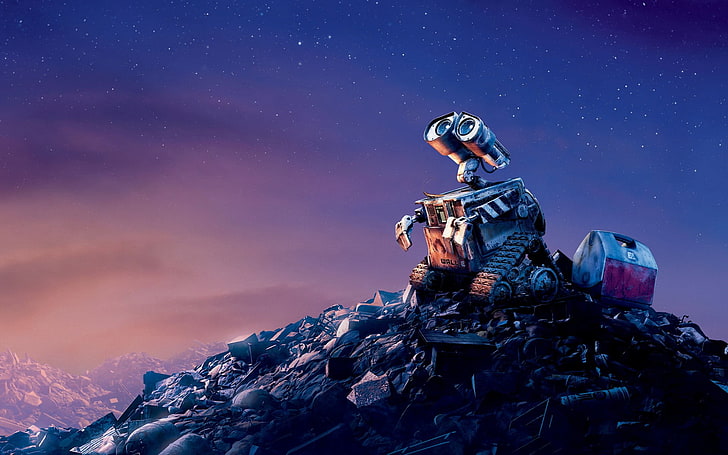 Wall-E DVD, exploration, mountain peak, helmet, one person