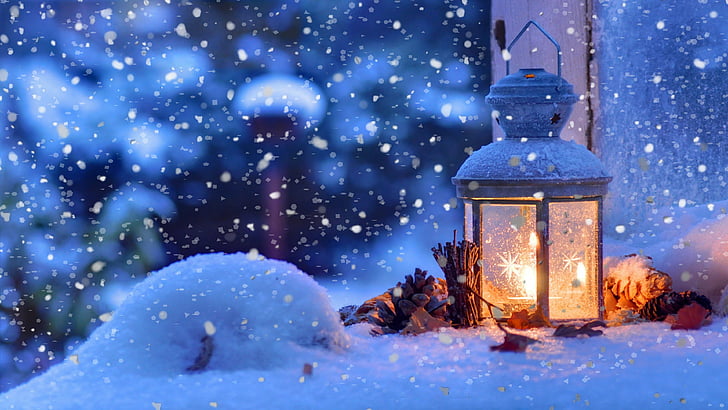 Winter Christmas Snow Scenes, tree, drawing, celebration, decoration Free HD Wallpaper