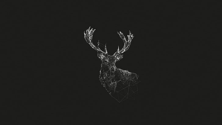 Winter Deer, contemplation, one animal, sign, black background Free HD Wallpaper