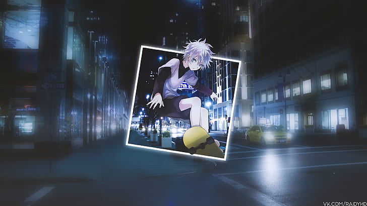 X Hunter Killua, killua zoldyck, pictureinpicture, hunter x hunter, white hair Free HD Wallpaper