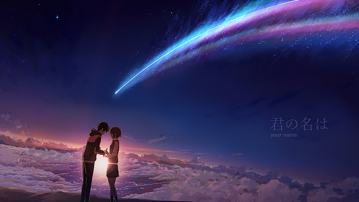 Your Name Anime Movie, anime boys, night, exploration, standing Free HD Wallpaper