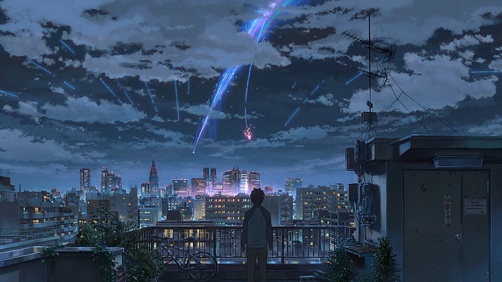 Your Name Anime Taki, skyscraper, outdoors, nature, lifestyles