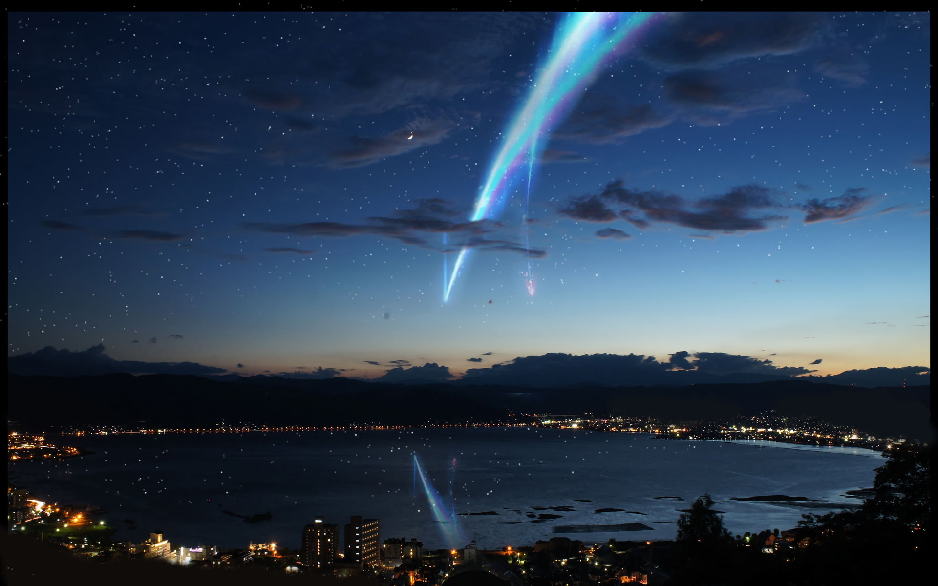 Your Name Full HD, landscape, architecture, outdoors, motion