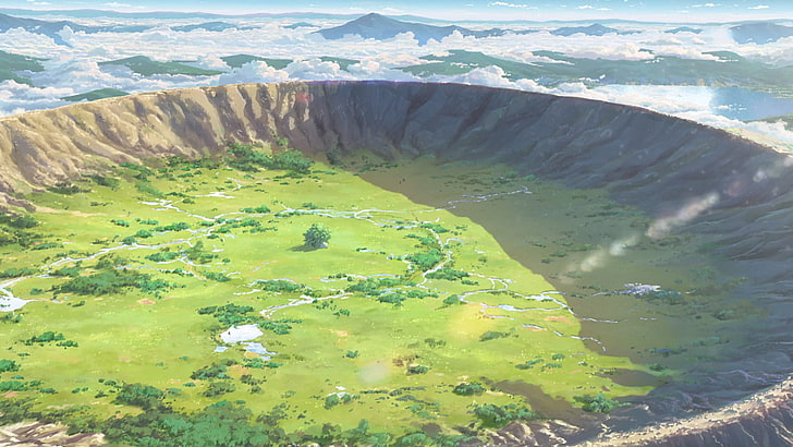 Your Name Town Anime, tranquil scene, kimi no na wa, grass, water