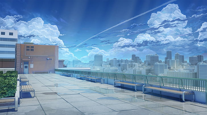 Anime School Hallway, the love of money is the rocknroll, love money rocknroll, sky,, Love Free HD Wallpaper