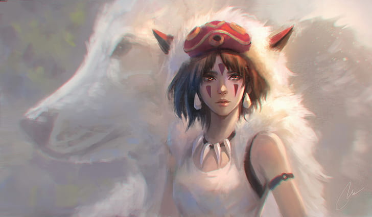 Anime Wolf Girl Princess, princess mononoke, studio ghibli, anime girls, wolf