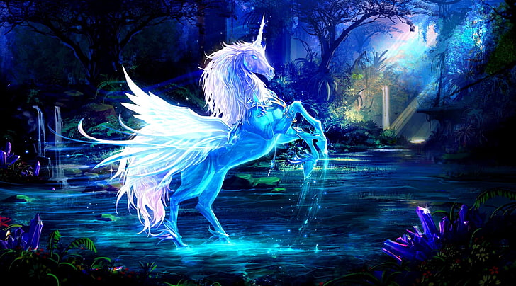 Black Unicorn, tree, one person, blue, outdoors Free HD Wallpaper