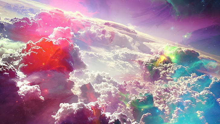 Colorful Sky Paintings, sky, outer space, space, fantasy art Free HD Wallpaper