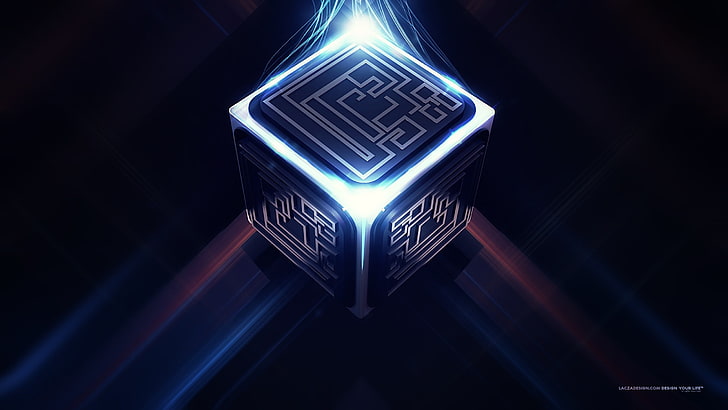 Cube Lamp, black color, computer graphic, design element, fantasy art Free HD Wallpaper