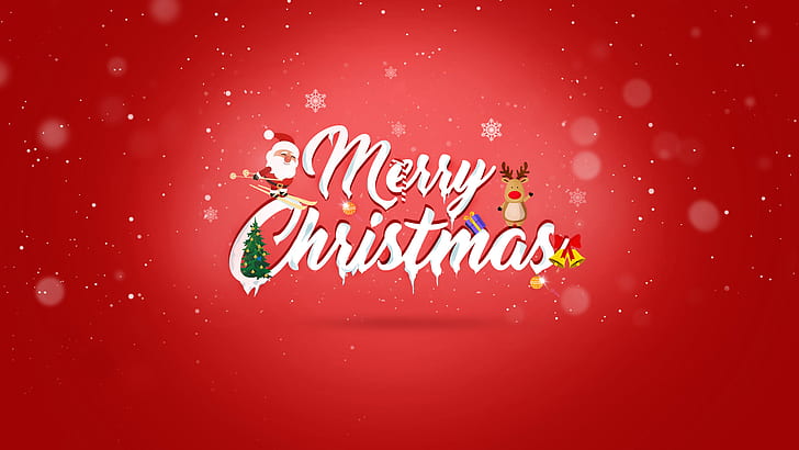 festive, red, tree, snowflake Free HD Wallpaper