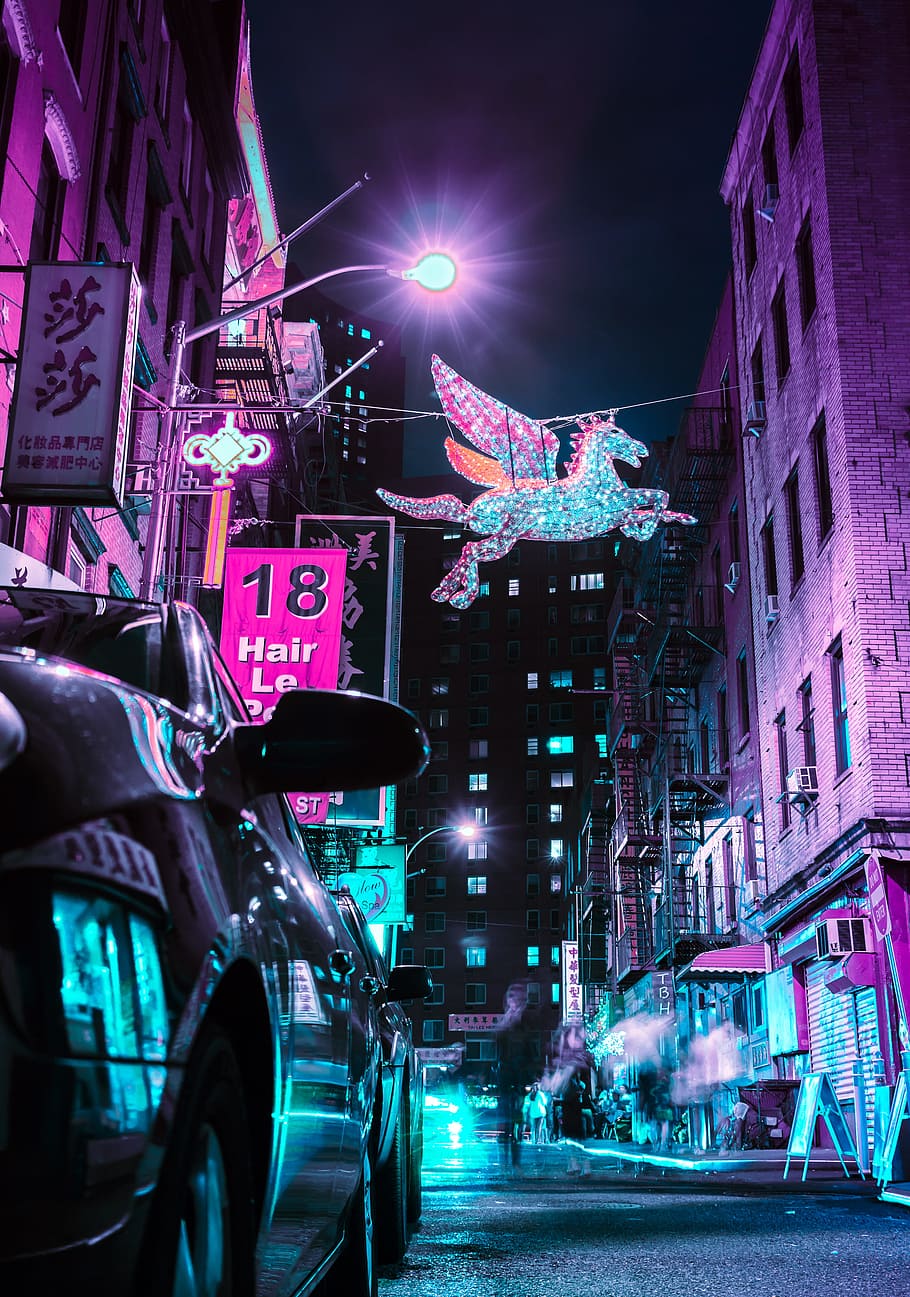 Galaxy Unicorn Cake, chinatown, people, illuminated, building exterior Free HD Wallpaper