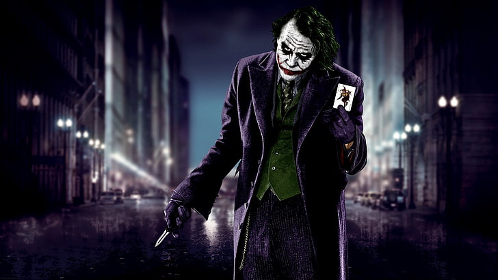 Heath Ledger Actor Joker, messenjahmatt, knife, city, communication Free HD Wallpaper