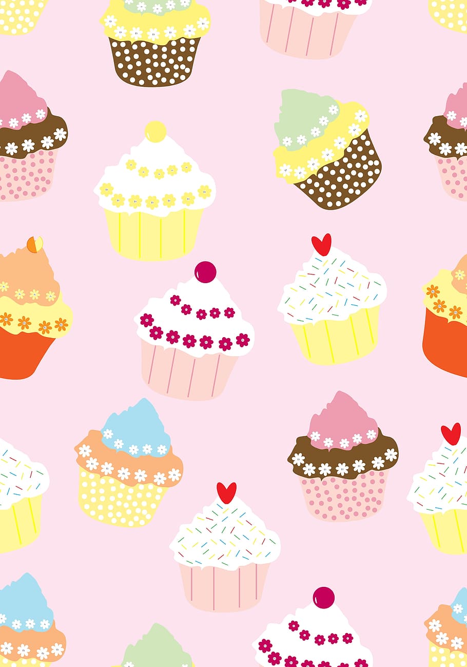 Kawaii Evil Cupcake Cartoon, baked, sweet, unhealthy eating, scrapbooking