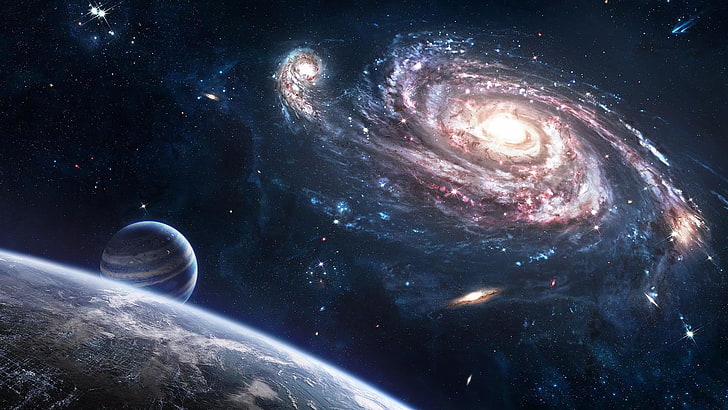 Light Space Galaxy Planet, space, blue, outdoors, planet Free HD Wallpaper