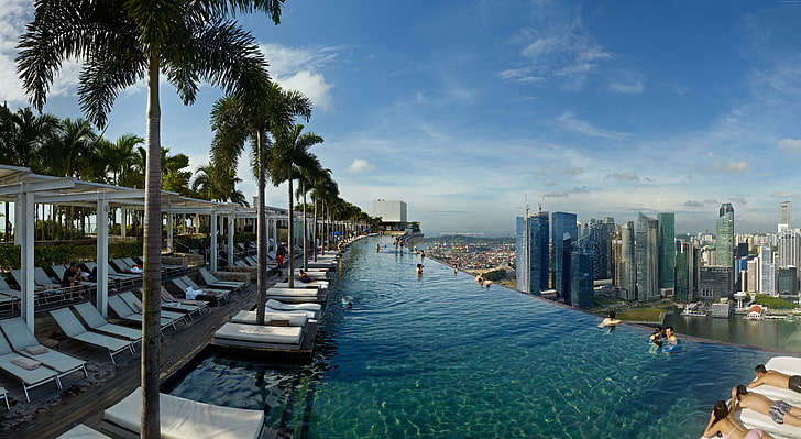 Marina Bay Sands Park, marina bay sands, singapore, pool, travel Free HD Wallpaper