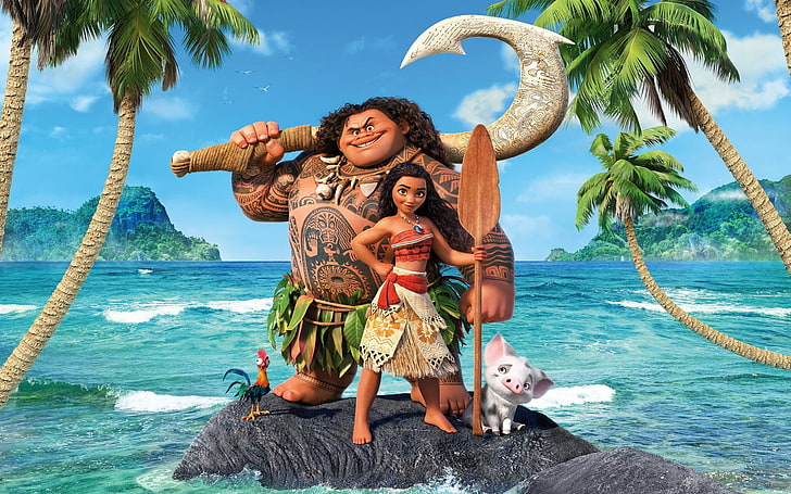 Moana Movie Cover, women, positive emotion, beach, day Free HD Wallpaper