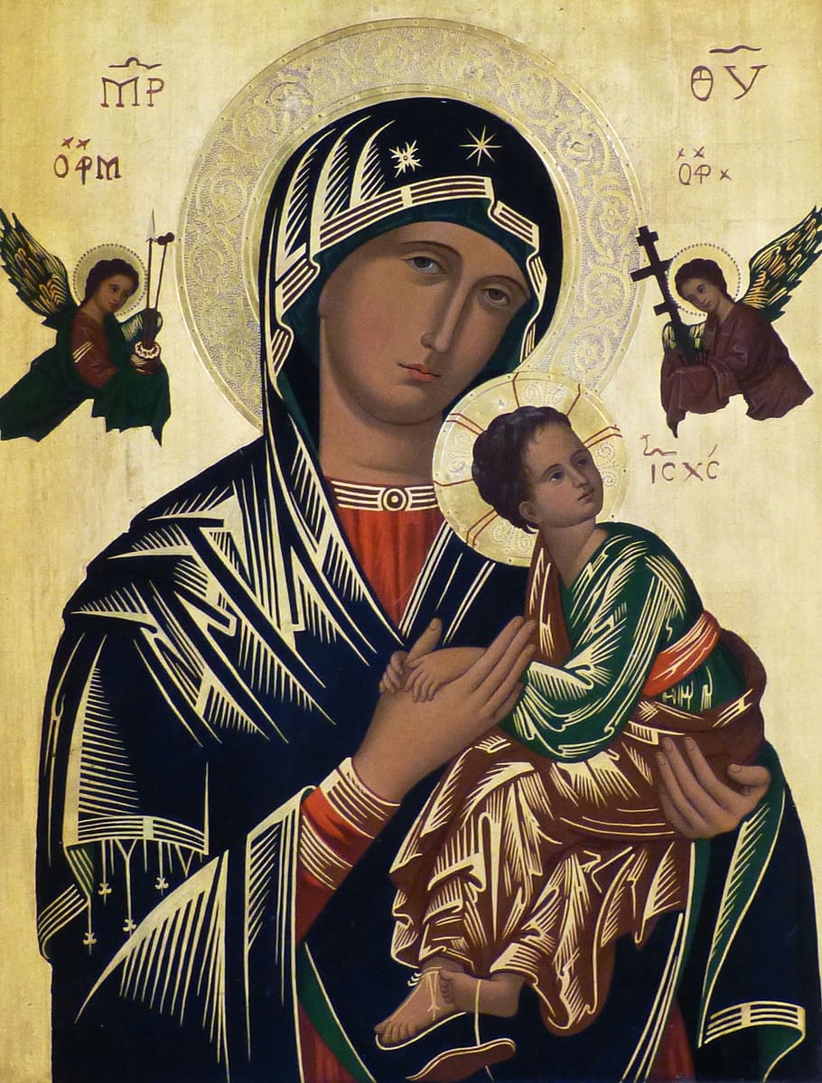 Mother of God, christ, icon, boys, three quarter length