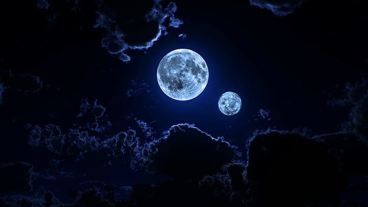 Night Time with Moon, shape, graphic, astronomy, atmosphere Free HD Wallpaper