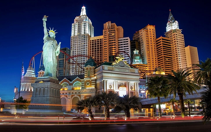 Nyny Hotel Las Vegas, travel destinations, illuminated, liberty, outdoors Free HD Wallpaper