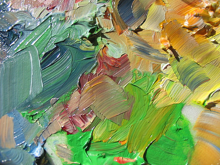 Oil Color Painting, multi colored, acrylic, closeup, painted image Free HD Wallpaper