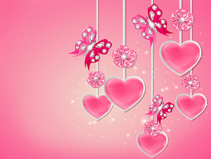 Pink Black Heart, passion, no people, heart shape, greeting Free HD Wallpaper