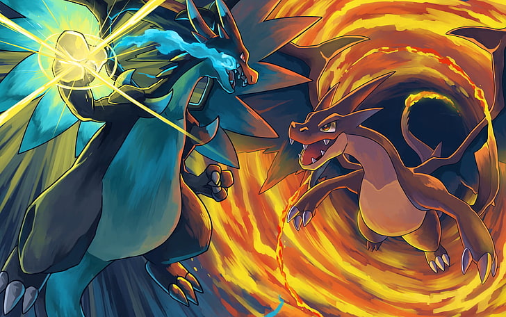 Pokemon Charizard and Charla, flower, pattern, art, curve Free HD Wallpaper