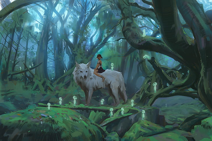 Princess Mononoke Wolf God, movie, princess mononoke Free HD Wallpaper