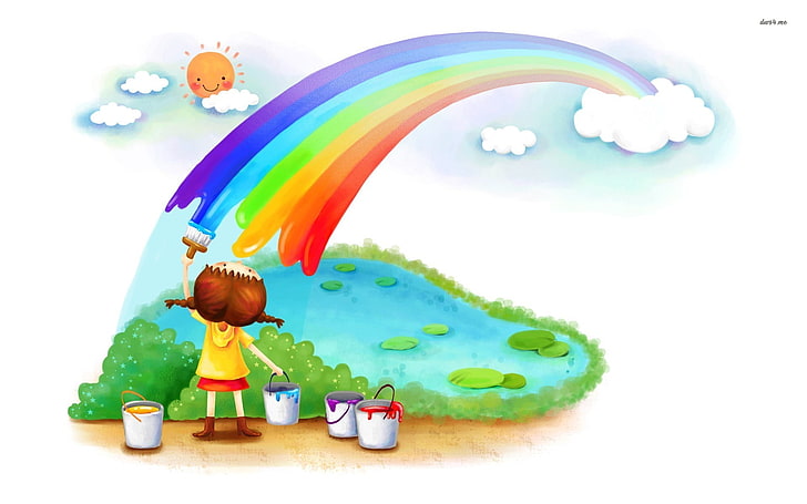 Rainbow Wall Mural, cute, nature, paintings, representation