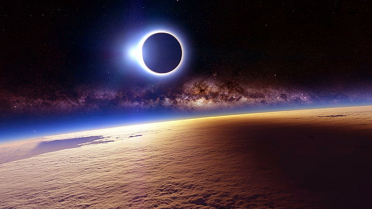 Solar Eclipse From Space Today, astronomical object, planet, outer space, phenomenon Free HD Wallpaper