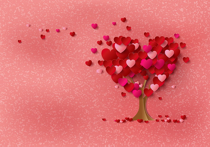 Beautiful Heart Tree, decoration, heart shape, sweet, valentines day  holiday Free HD Wallpaper