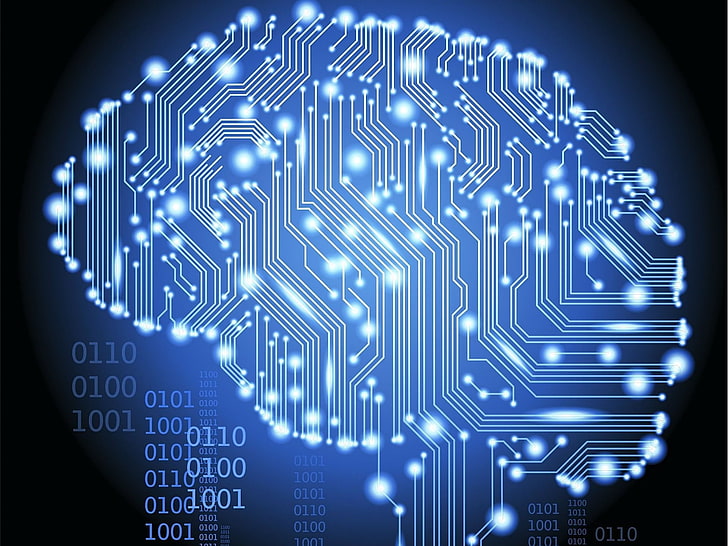 Brain Computing, digital art, cyberspace, computer language, wireless technology Free HD Wallpaper