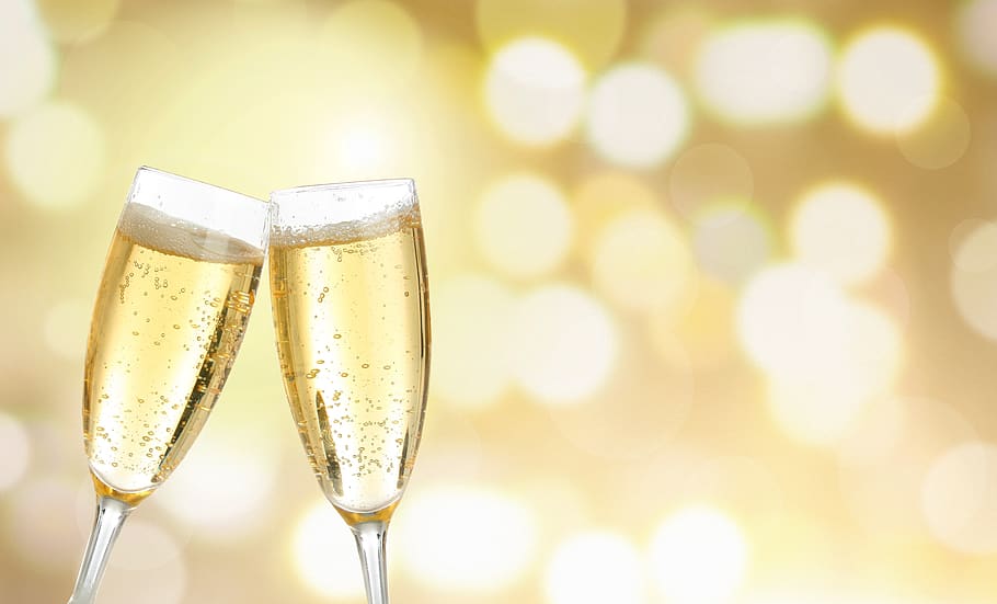 Champagne Theme, celebratory toast, focus on foreground, annual financial statements, event Free HD Wallpaper