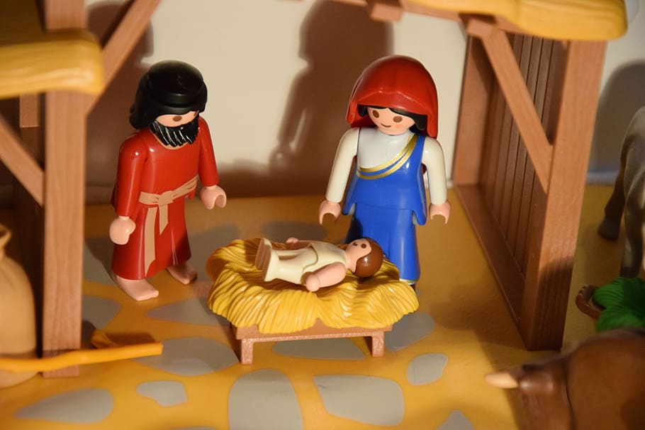 Christmas Nativity Creche, religion, innocence, people, helmet