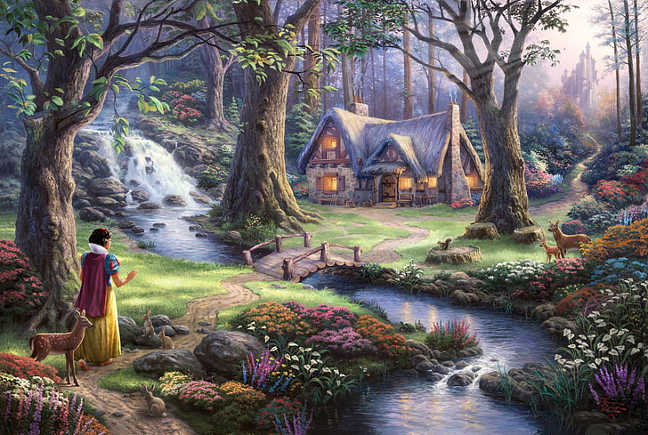 Disney Snow White Puzzles, park  man made space, flowers, architecture, buddhism Free HD Wallpaper