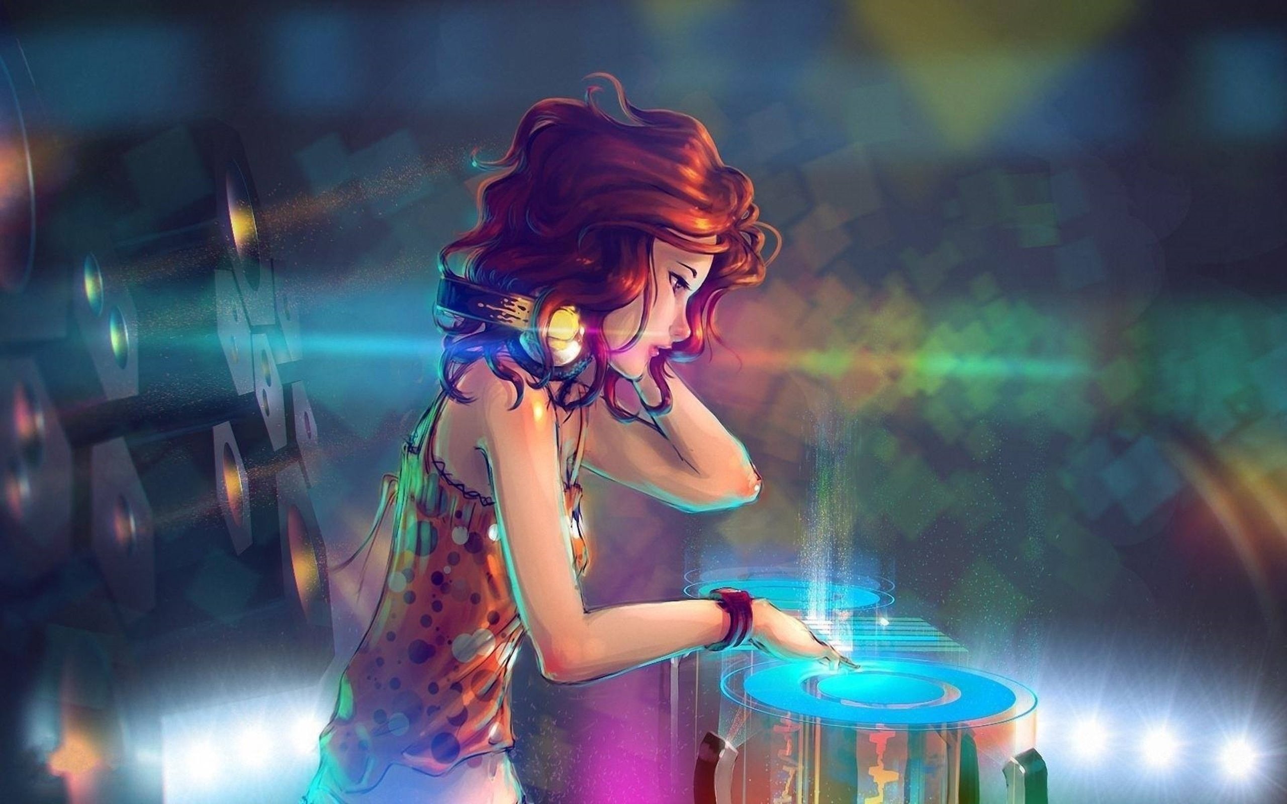 DJ Girl, fiesta, chica, abstracto