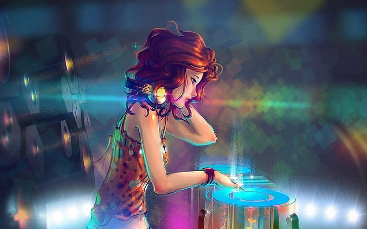 DJ Girl, fiesta, chica, abstracto Free HD Wallpaper