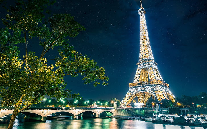 Eiffel Tower Paris France, tower, arch, illuminated, travel destinations Free HD Wallpaper