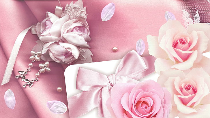 Feminine, pinks, silk, feminine, 3d and abstract Free HD Wallpaper