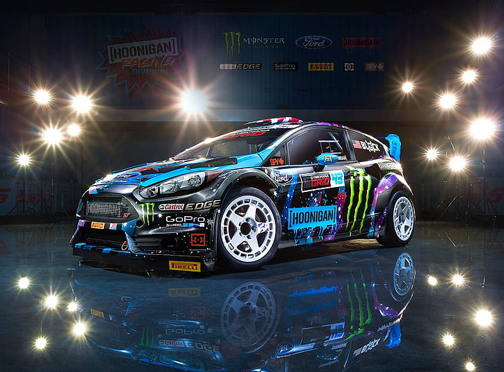 Ford Fiesta Rallycross, lighting equipment, block, extreme sports, fiesta Free HD Wallpaper