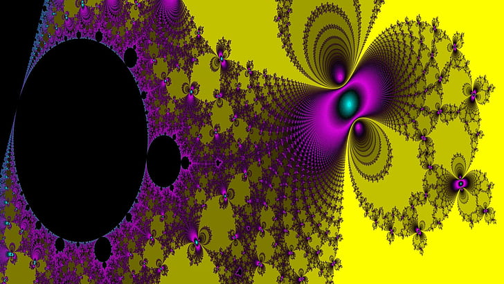 Fractal Leaves, yellow, cool,, fractal, purple Free HD Wallpaper