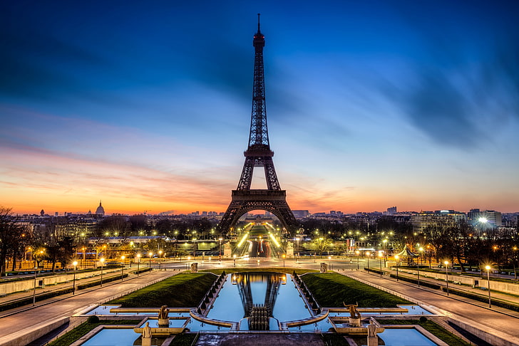 French Tower, paris, twilight, nature, steel Free HD Wallpaper