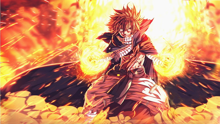 Gajeel Fairy Tail, red, tail, heat  temperature, obscured face Free HD Wallpaper