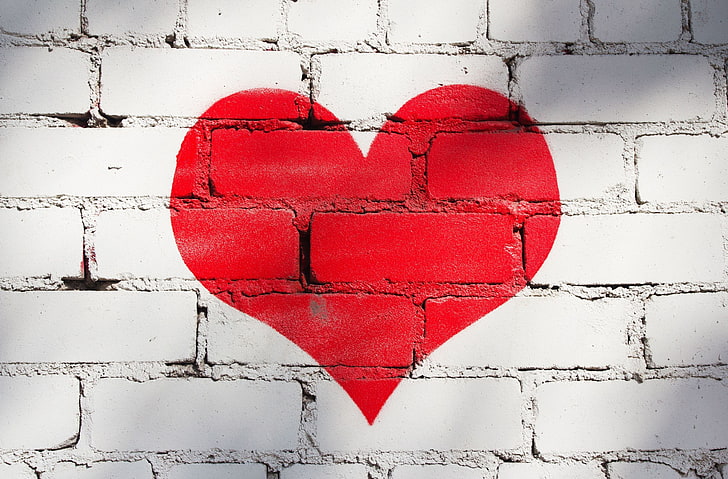 Heart Vector Art, design, brick wall, textured, architecture Free HD Wallpaper